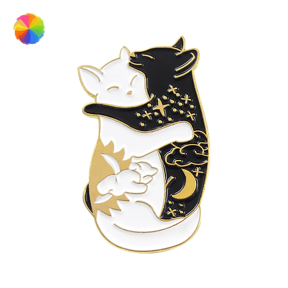 Трендовая Милая заколка с отворотом и эмалью для кошек черная темно-животное