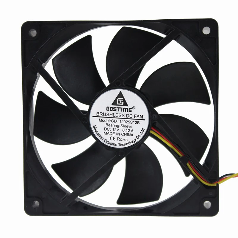 Вентилятор для процессора Gdstime 1 шт. 12 В 3pin 5 дюймов см 120 мм 120x120x25 12025 DC Осевой поток