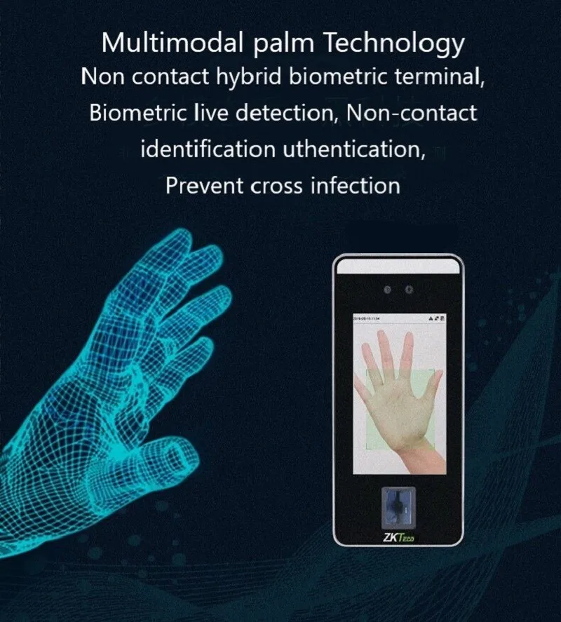 ZK XFace600-P Palmprint распознавание лица сканер отпечатков пальцев динамический