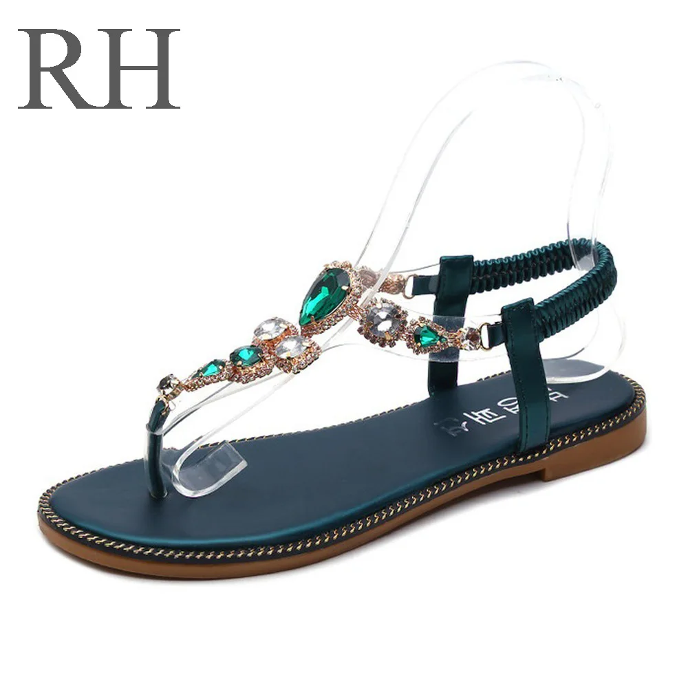 

RH Brand Summer 2018 Women'S Sandals Bohemian Beaded Flats Flip-Flops Women'S Beach Shoes Korean Version