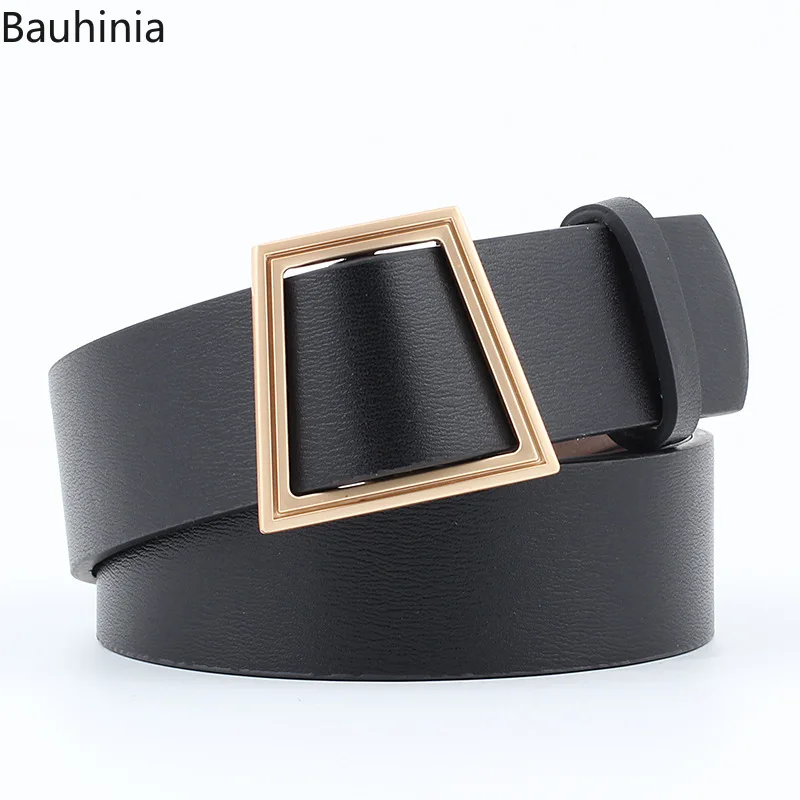 

2021 New 105x3.5cm Wide Belt Leather Women Gold Pin Buckle Black White Female Waist Belts Strap for Jeans