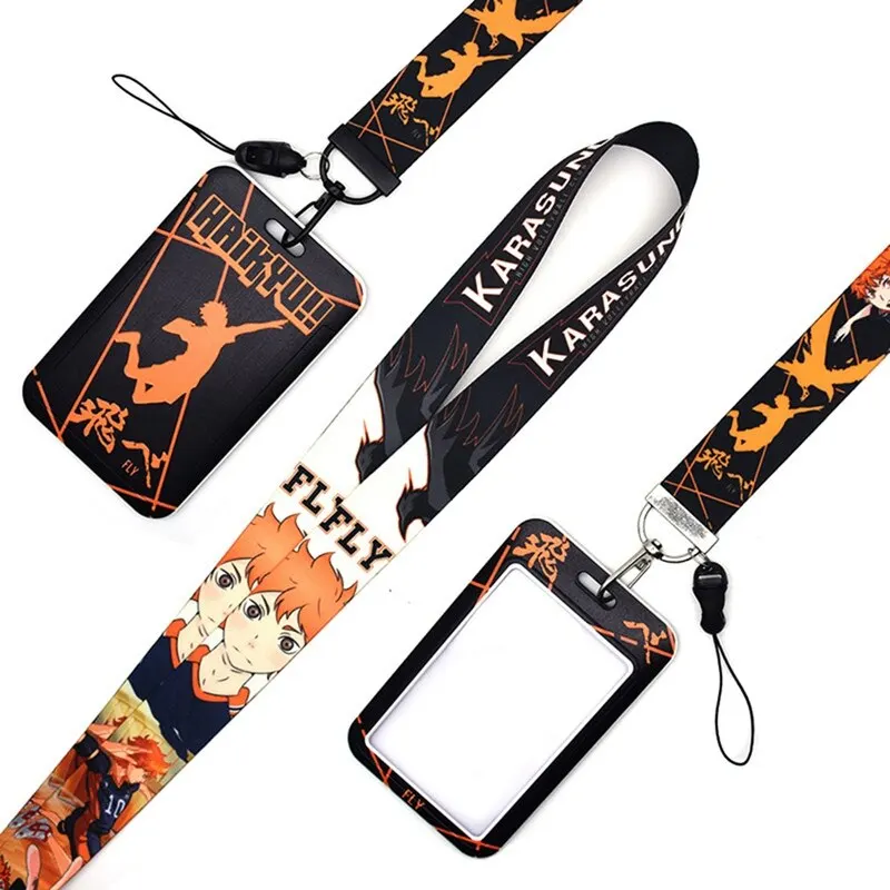 

Anime Haikyuu Keychain Accessories Cosplay Prop Key Rings Cell Phone Neck Strap Id Lanyards With Card Cover Badge