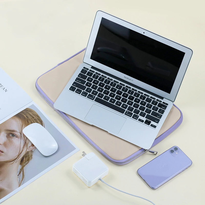 PU Waterproof Laptop Bag Cell Phone Charger Book Storage Handbag Digital Liner Pouch Portable Travel Computer Gadgets Organizer