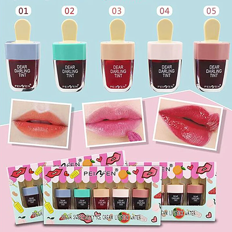 Жидкая Увлажняющая помада для губ 5 шт./кор. милое мороженое водостойкая милый