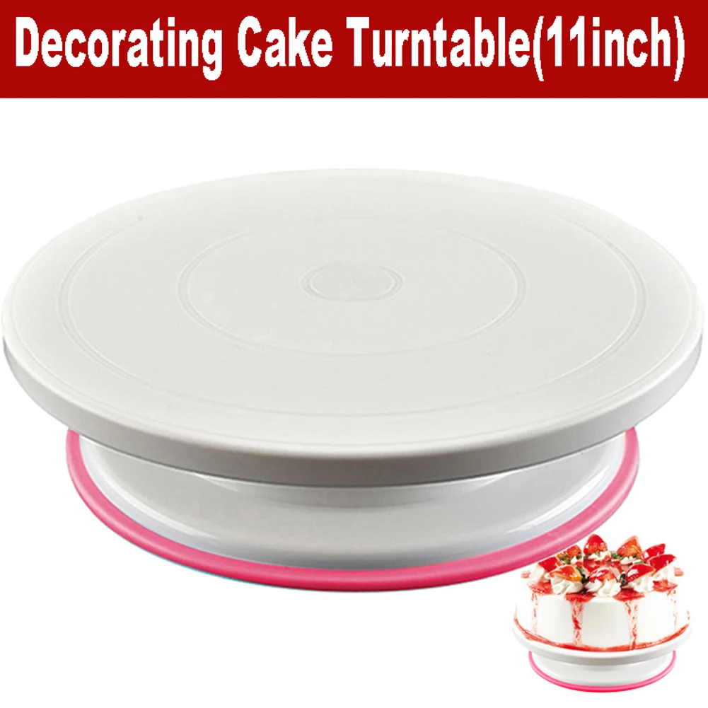

11Inch Cake Rotary Turntable Rotating Anti-skid Round Cake Stand Decorating Rotary Table Kitchen DIY Pan Baking Tool and Scraper