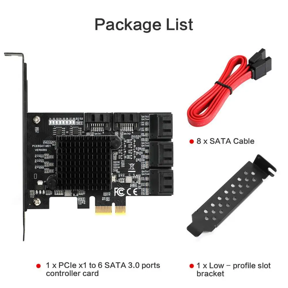PCIe SATA карта 8 портов для контроллер плата расширения с кабели поддержка WINXP WIN7 WIN8