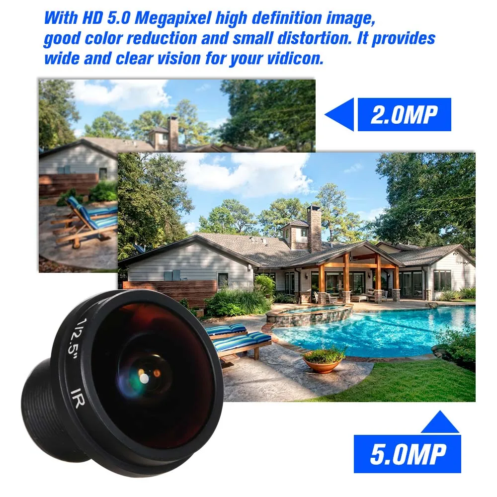 Объектив рыбий глаз 1 8 мм HD 1/2 МП ИК M12 180 5 дюймов F2.0 для IP камеры видеонаблюдения