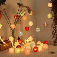 led cotton ball string lights battery operated colorful garland fairy lights for home wedding christmas party outdoor decors