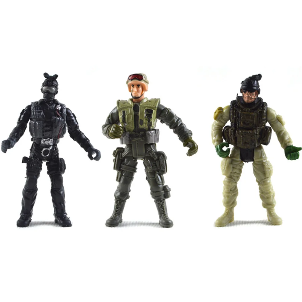 

6pcs/set Mini Action Military Figures Model Battle Game Modern Army Detachable Rotatable Attack Ornaments Free Standing Durable