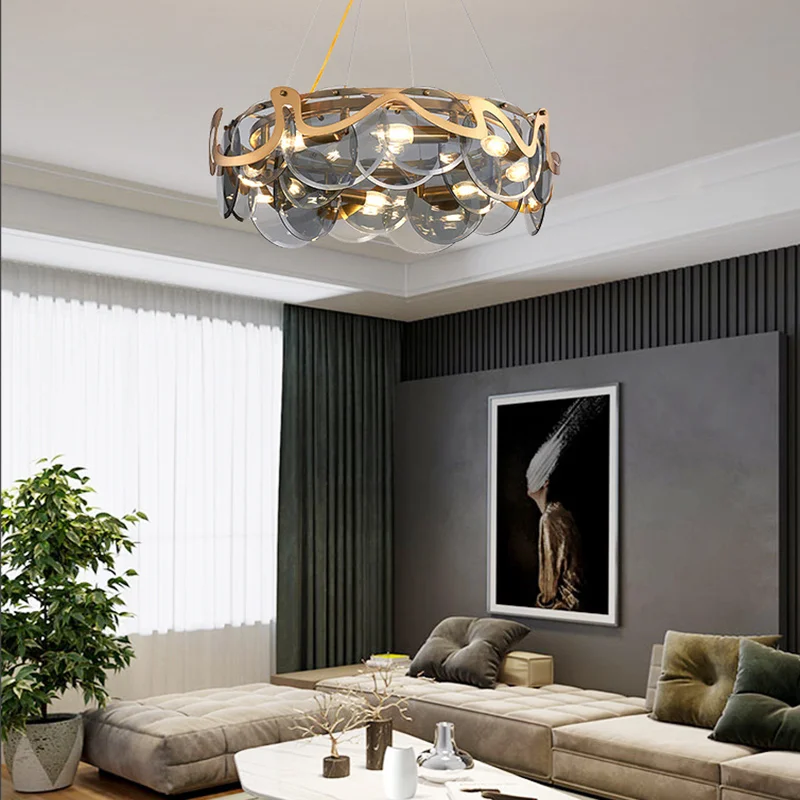 Postmodern chandelier light luxury living room simple glass bedroom dining Nordic creative personality bar crystal li | Лампы и