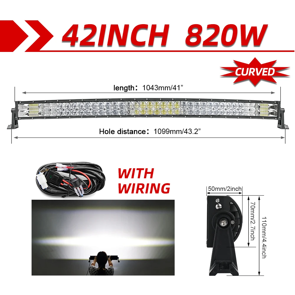 

CO LIGHT 52" Светодиодная панель 1020W Светодиодные рабочие фары 12V 24V Spot Flood Combo Beam для грузовика, трактора, внедорожника 4X4 4WD Offroad Barra Light