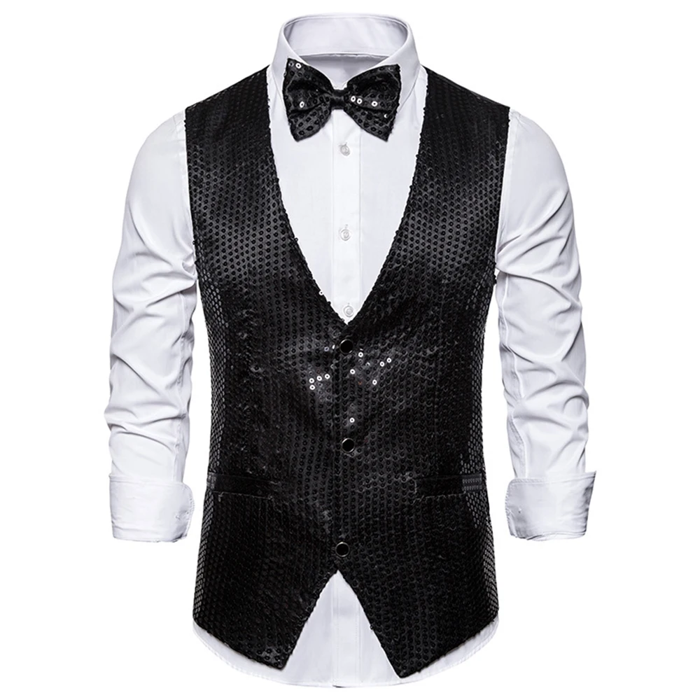 Adisputent 2019 мужские Искрящиеся с блестками жилет Slim Fit костюм юбкой для сцены ужин