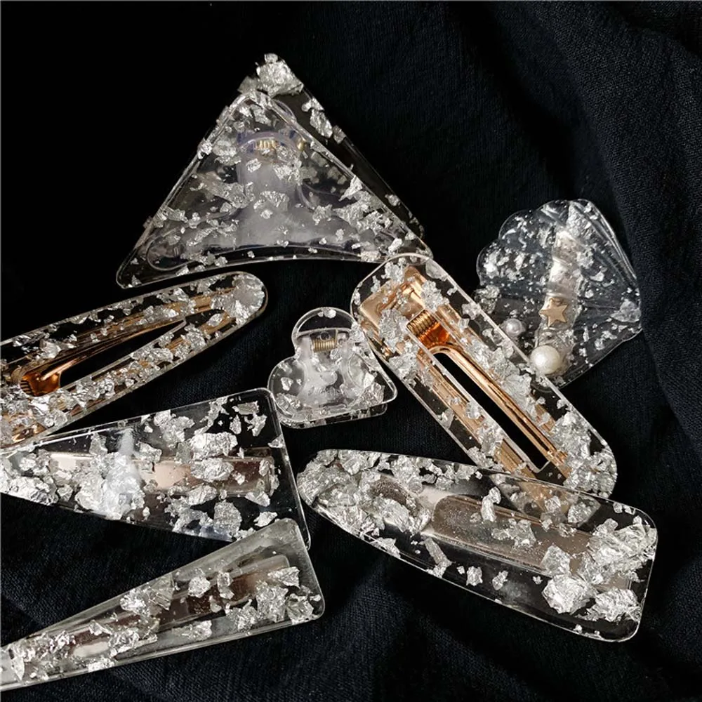 Фэнтези ацетат Геометрическая фольга заколки для волос женские Девушки Милые