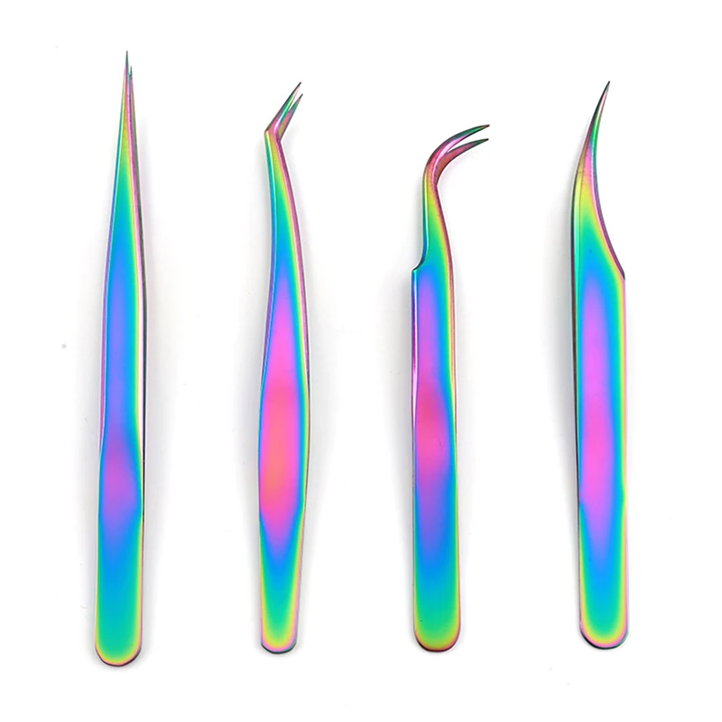 

Rainbow Eyelashes Tweezers Anti-static Extension Tweezer Curved Straight Tweezer