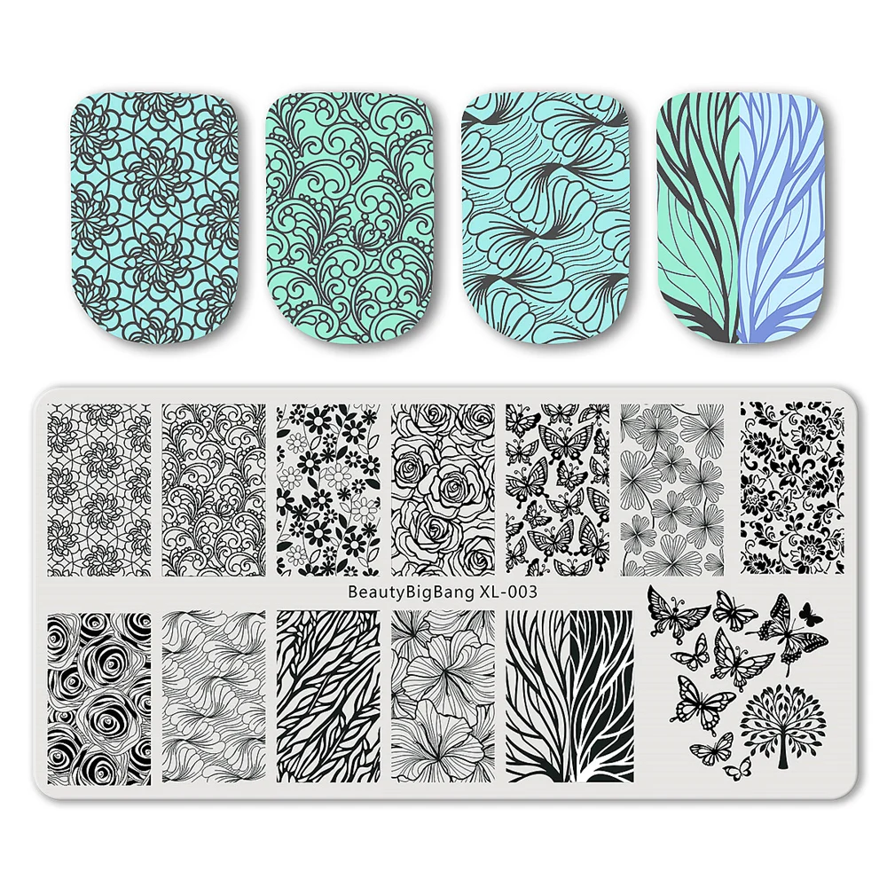Beautybigbang Stempel пластина для стемпинга для нейл-арта цветочный кружевной дизайн Винтажный из нержавеющей стали шаблон для ногтей трафареты для ногтей Estampador - Цвет: 03