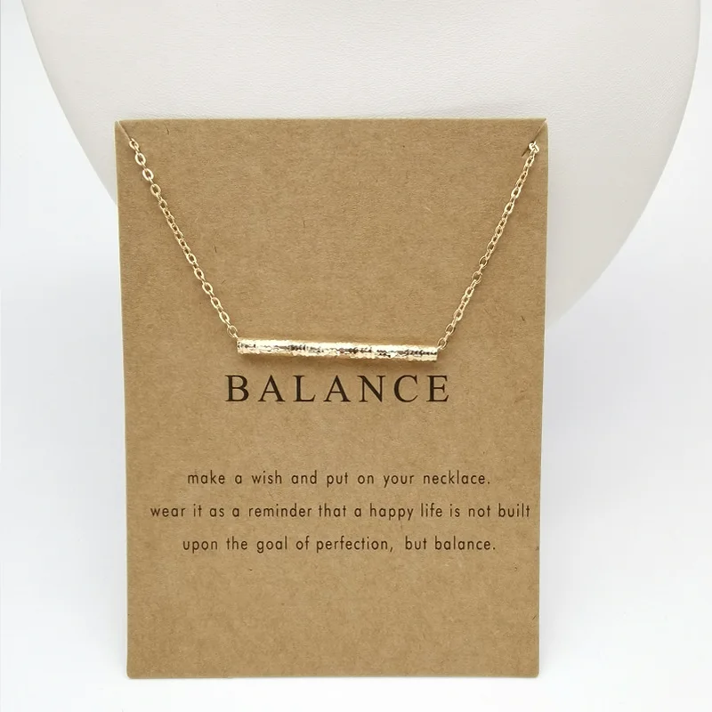 

Trendy Alloy Balance Beam Clavicle Chain Choker Golden Straight Strip Card Short Necklace For Women Fashion Accessories Jewelry
