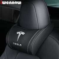 for tesla model 3 s x y car seat headrest neck pillow cushion head support with logo styling auto car accessories 1pc