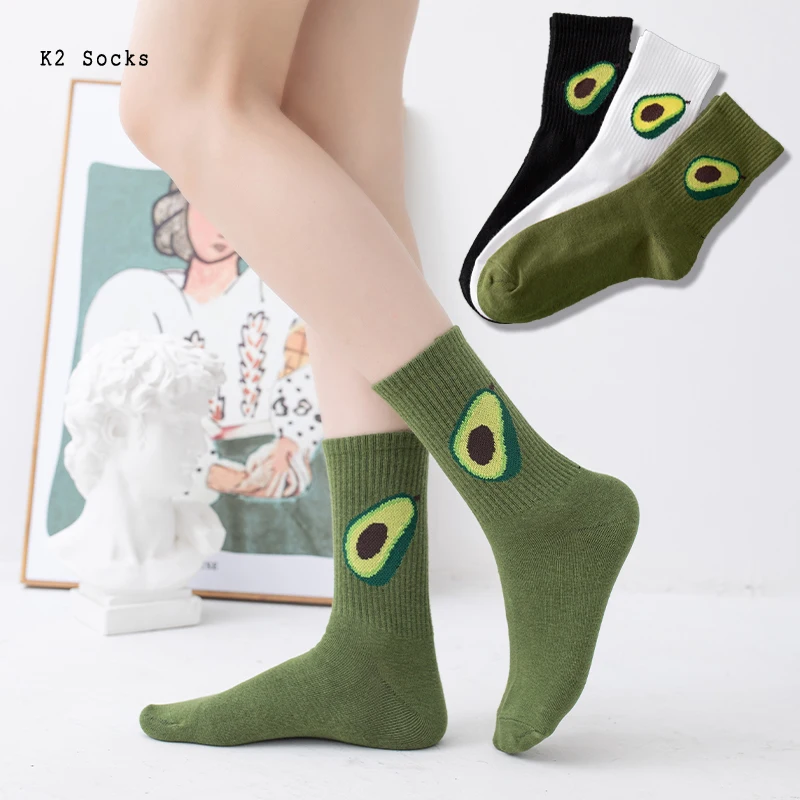 

New Simplicity Avocado Socking Cotton Green Fruit Harajuku Kawaii Fashion Soft Hip Hop Happy Original Funny Men and Women Socks