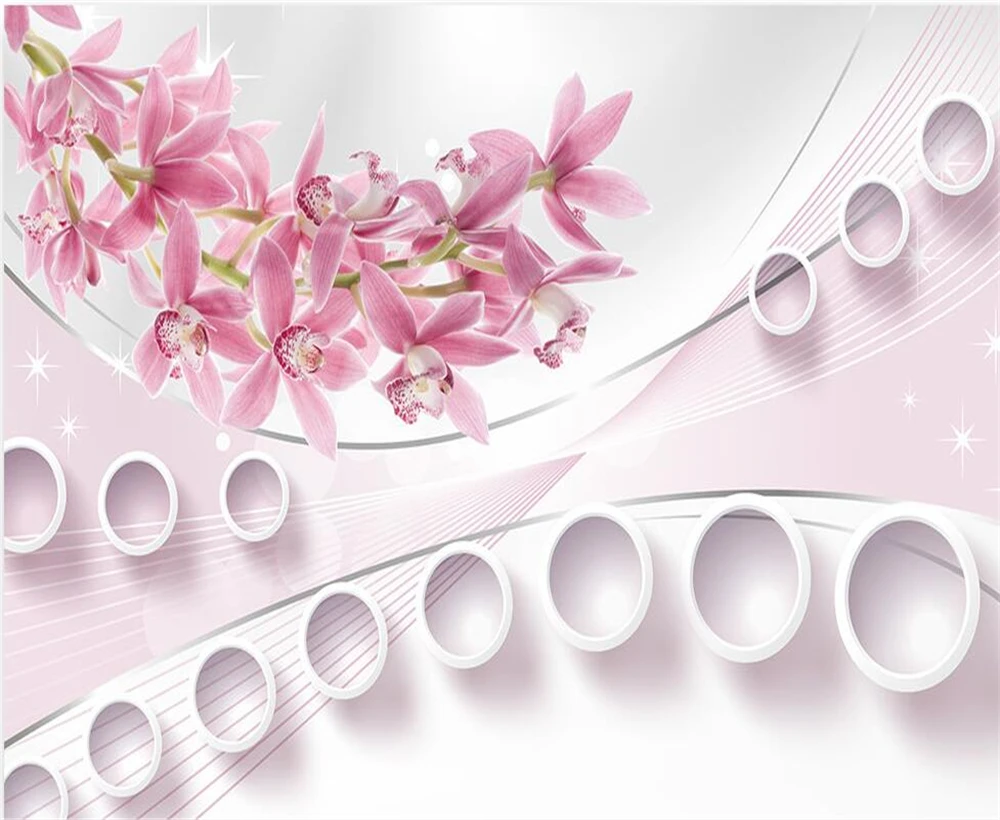 Большой заказ обои 3d стерео круг Свежий лилия розовый фон стены украшения