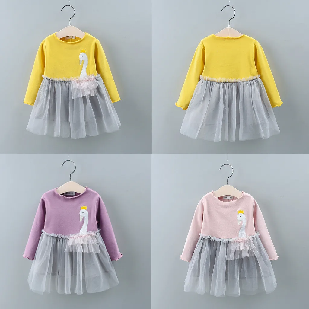 Новое зимнее платье для девочек детское с длинным рукавом и вышивкой в виде