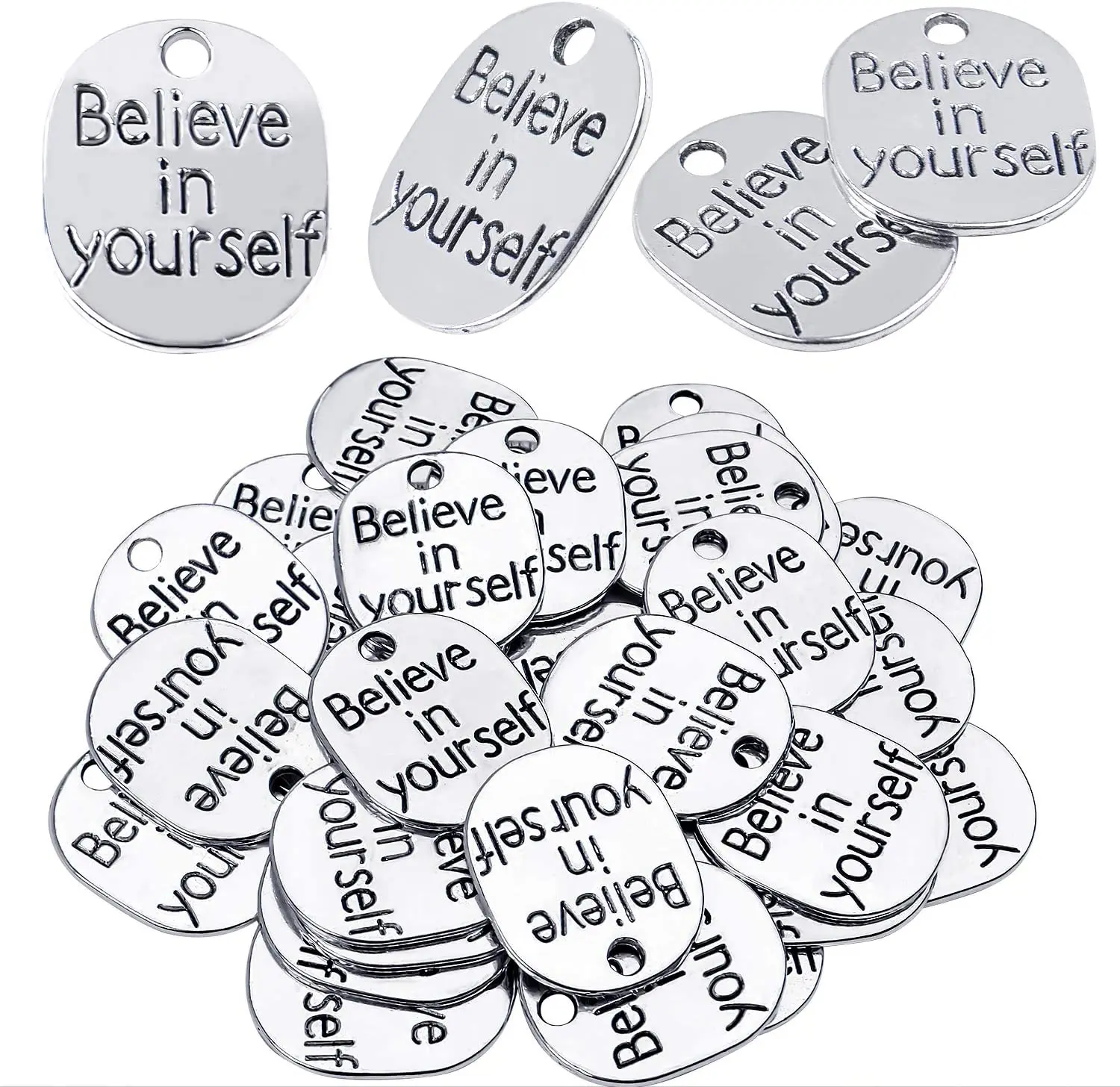 

30pcs Inspirational Message Pendant believe in yourself Charms Beads Craft Supplies for Jewelry Making