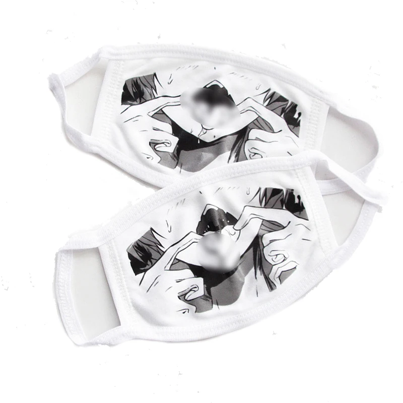 Аниме маска Ahegao Ahe для лица женщин взрослых с смешным принтом карикатуры для флирта и нарядов.