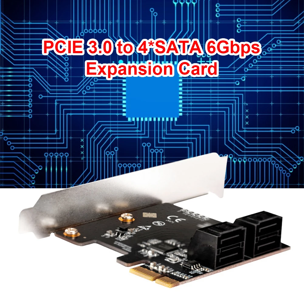 

SATA PCIe Adapter 6Gbps 4 Ports SATA III Revision 3.0 to PCI Express 3.0 X1 Controller Expansion Card