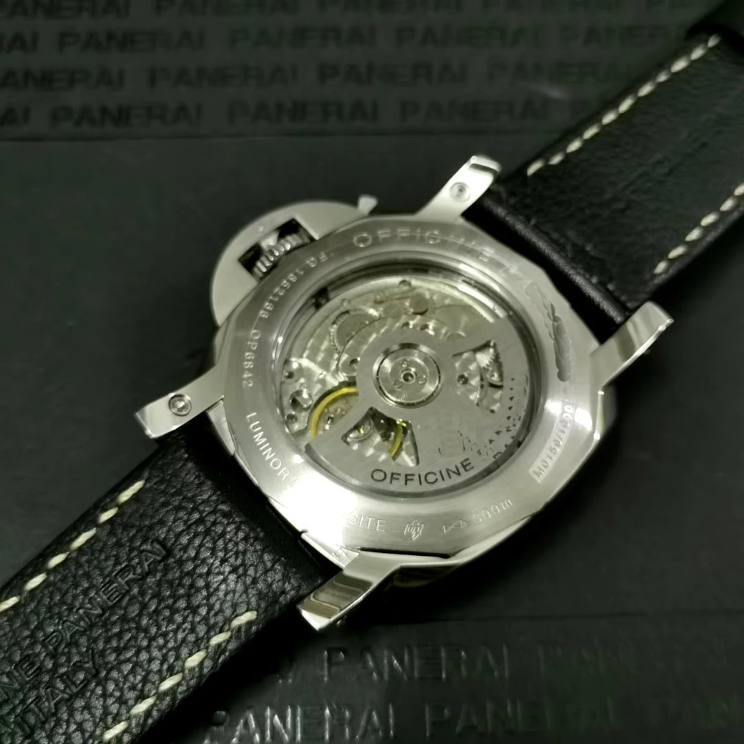 

44mm Luxury Brand New Men Automatic Mechanical Sapphire Stainless Steel Black Leather 1950 Acciaio 3 Days Luminous Number Watch