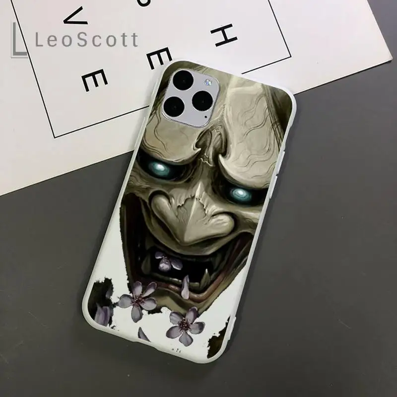 

Japan samurai oni mask horror art Phone Case Candy Color for iPhone 11 12 mini pro XS MAX 8 7 6 6S Plus X 5S SE 2020 XR