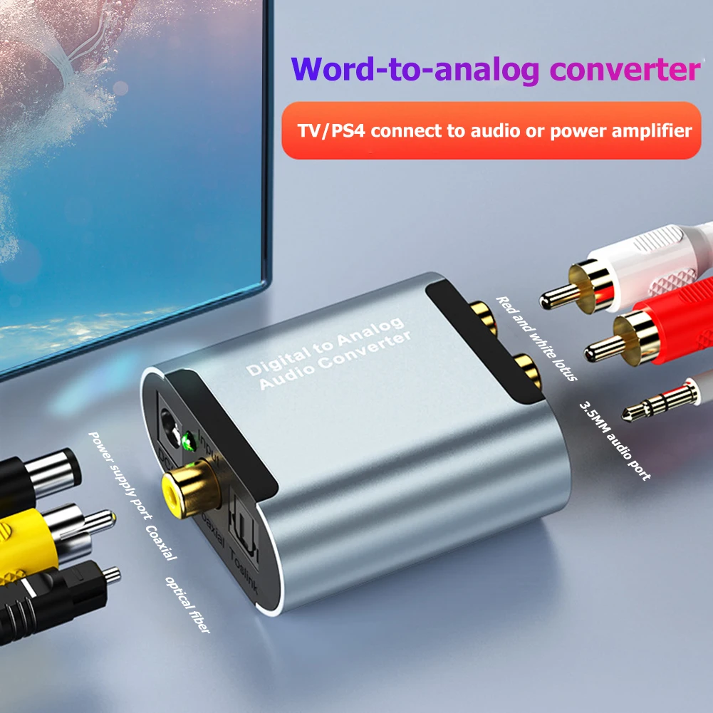 

Digital to Analog Audio Converter Toslink Coaxial to RCA R/L 3.5mm Decoder ATV DAC Optical Digital Stereo Audio Amplifier