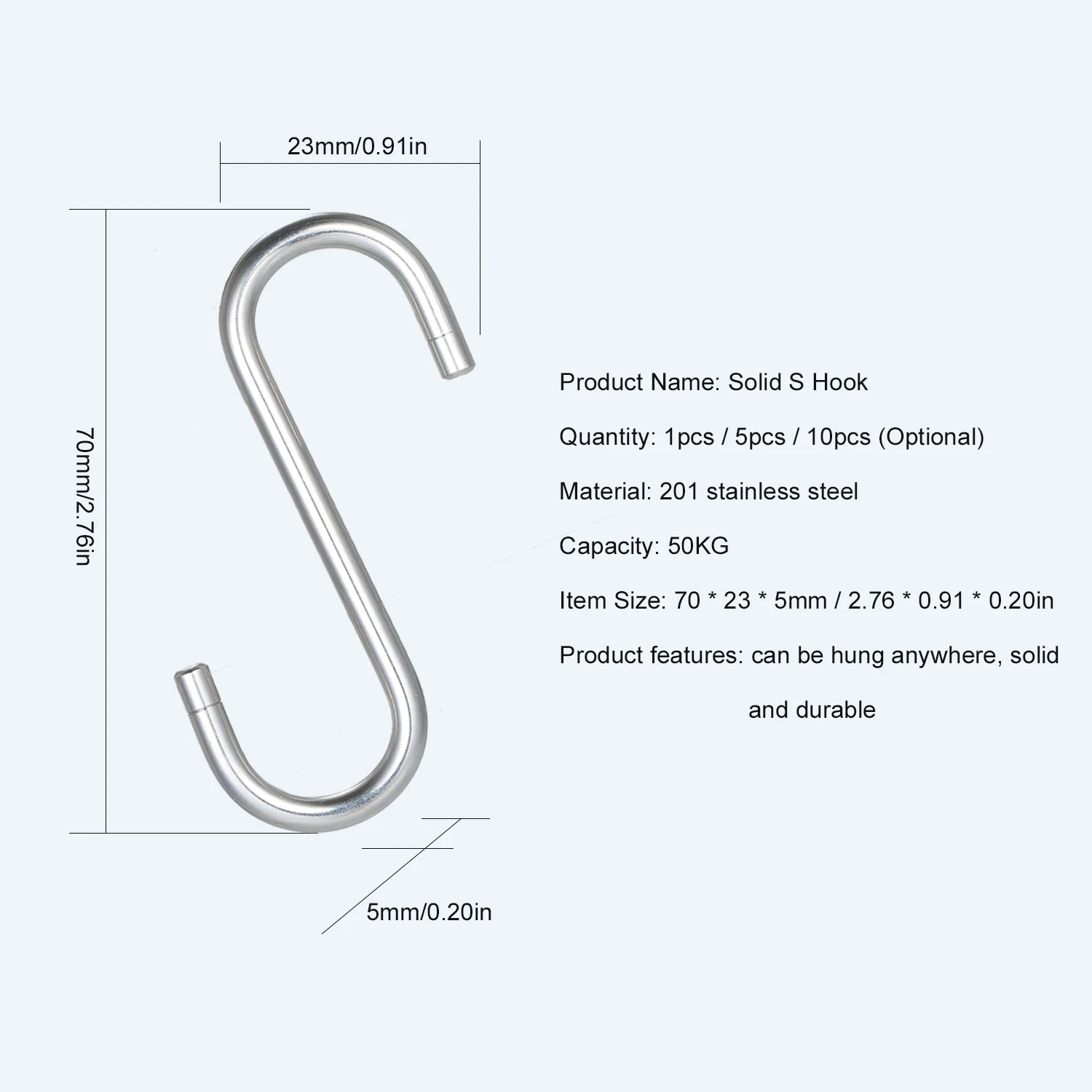 

Stainless Steel Storage Hook Space-saving Single Wall S Shaped Hook Multifunctional Clothes Single Hook