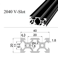 1pc black 2040 v slot european standard anodized aluminum profile extrusion 100mm 800mm length linear rail for cnc 3d printer
