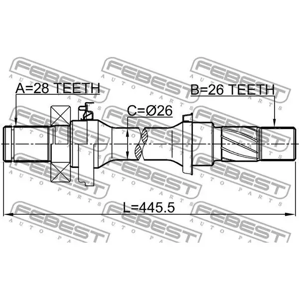 Полуось прав.26X445X28 MAZDA DEMIO DY3/DY5 2002 2007 FEBEST 0512 DC5|Клатчи и аксессуары| |