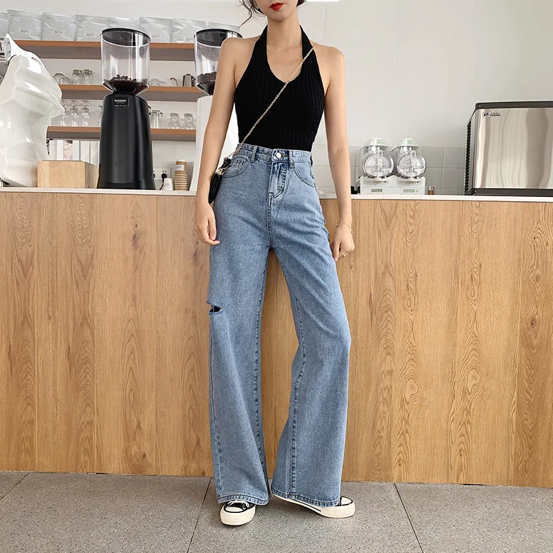 Широкие джинсы женские осенние новые свободные повседневные широкие брюки