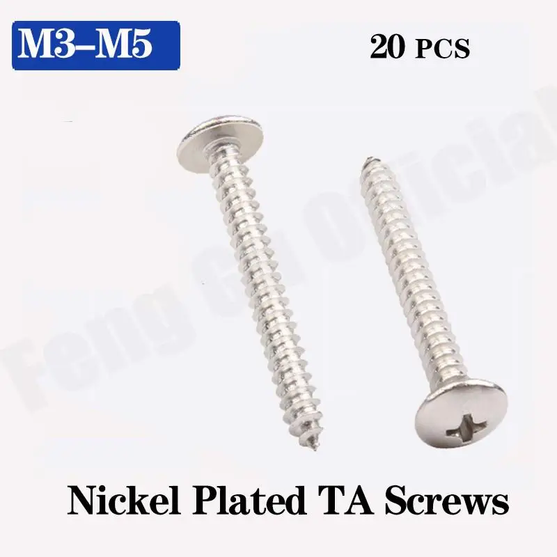 

20Pcs M3 M4 M5 TA Nickel Plated Phillips Self-tapping Truss Screws Mushroom Head Electronic Wooden Screws SS11