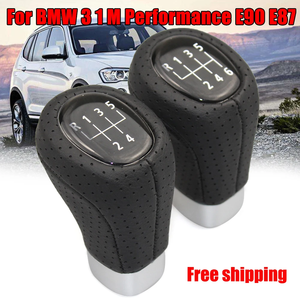 

5/6 Speed Manual Gear Shift Knob Shifter Lever Fit For BMW 3 1 M Performance E90 E87 Black ABS + leather Gear Front Shift Knob