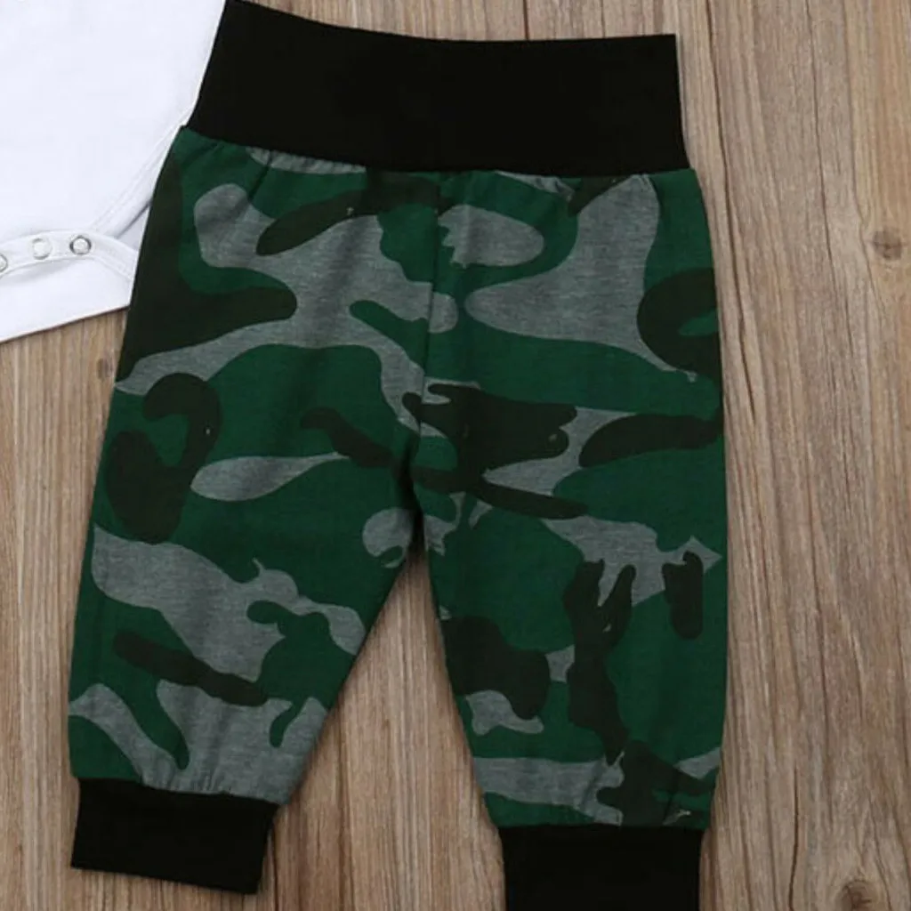 Fashion toddler boy clothes Long Sleeve Letter Romper Camouflage Pants Hat Outfits Set my first thanksgiving outfit baby#B20 |