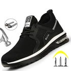 Защитная защитная обувь, мужская Строительная обувь, защитные ботинки с защитой от проколов, Мужская Рабочая обувь, рабочие ботинки с защитой от ударов, мужские кроссовки