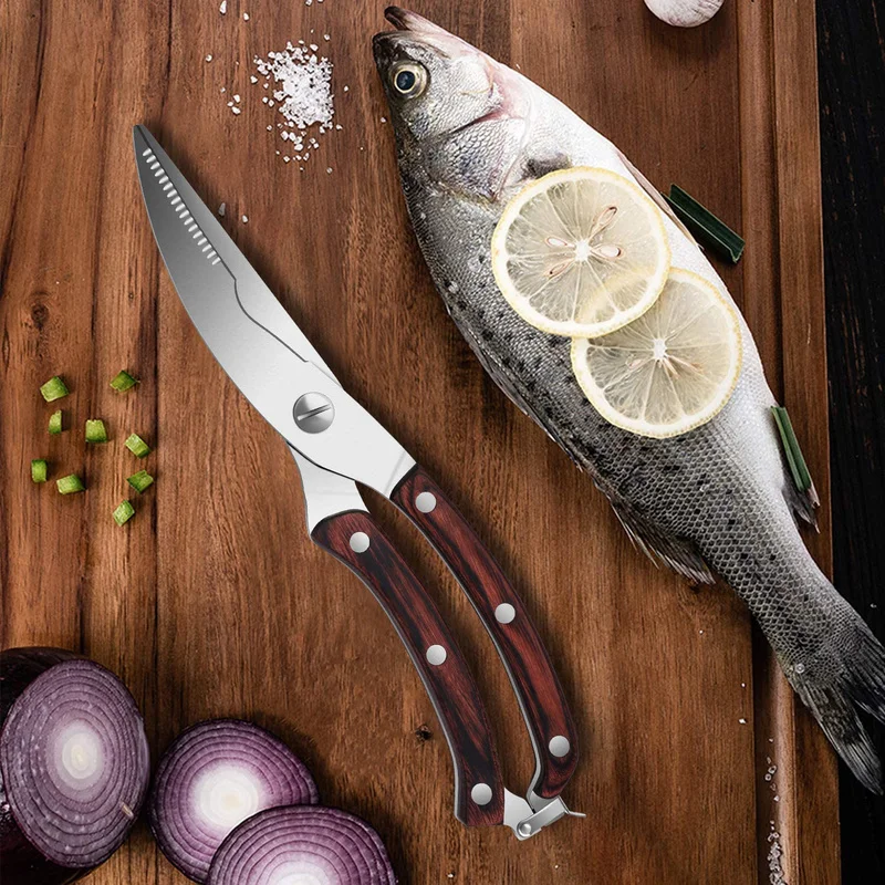 Подпружиненные ножницы для куриных костей с безопасным замком кухонные из