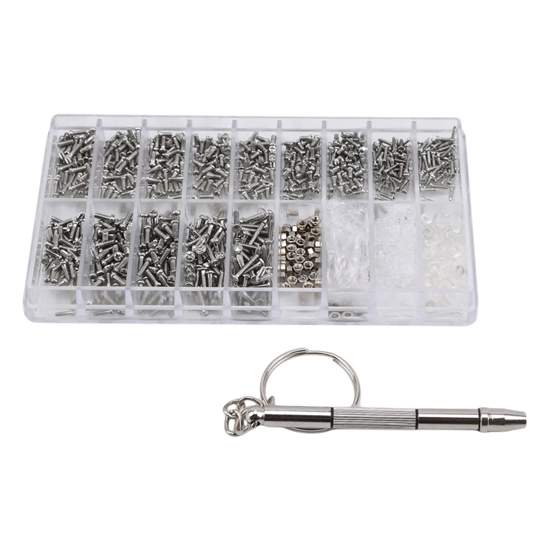 

1000pcs Micro Screw Set Stainless Steel Glasses Sunglass Watch Spectacles Phone Mini Screws Screwdriver Repair Tool Set Kits