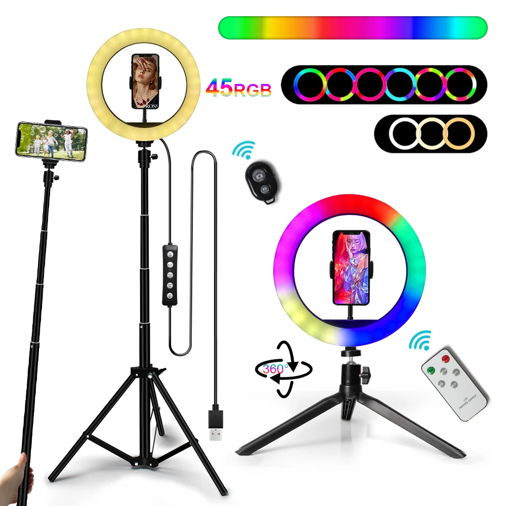 10 12 13 дюймов RGB кольцевой светильник с подставкой дистанционного Управление
