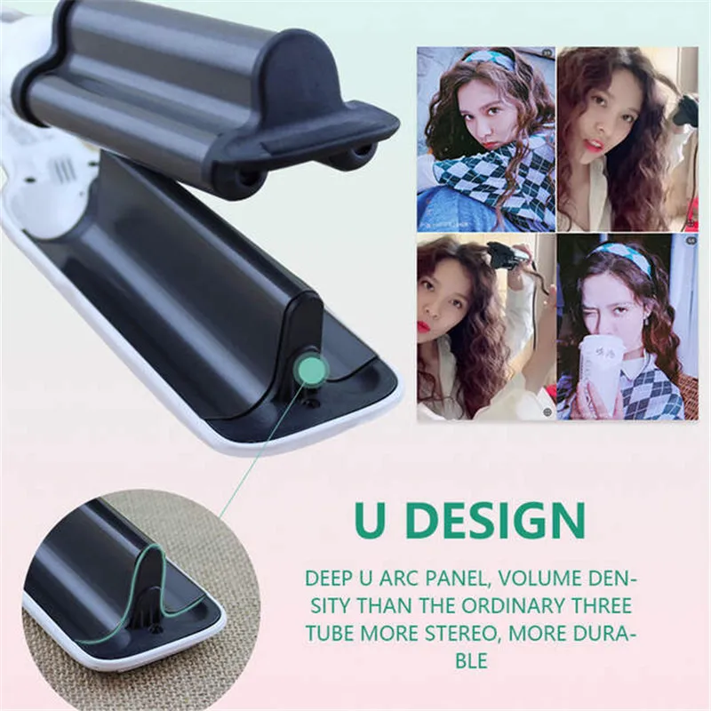 

Three Tube Curling Barr Hair Curler Professional Ceramic Flat Iron Automatic Rolling Styling Tools Waver Corrugation Machine