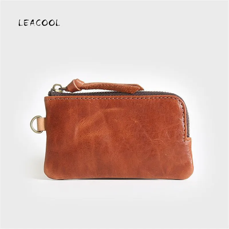 LEACOOL женский кошелек для монет из натуральной кожи мужской мини сменный с кольцом