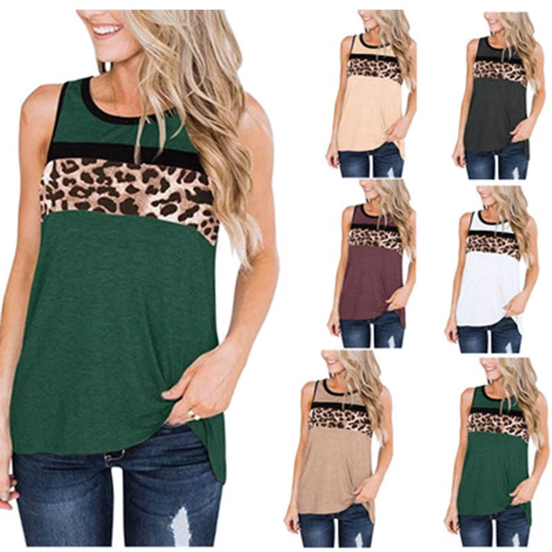ENXI Women Pregnant Clothes T Shirt Fashion O-neck T-shirt Leopard Print Sleeveless Sexy Maternity Clothing Pregnancy Tshirts |