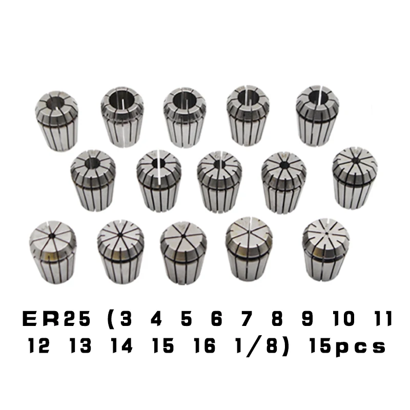 Зажимы пружинные ER25 15 шт. MT3 M12 1 шт. Ключ для хомутов конуса Morse держатель для фрезерования и токарного станка.