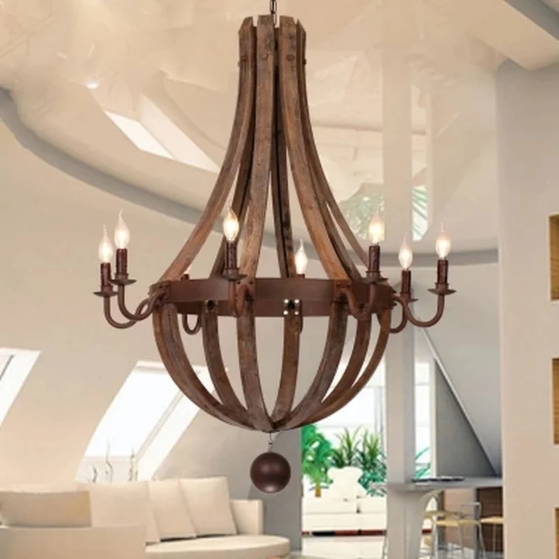 Американский кантри деревянные сельские E14 лампы диаметром 40 см/50 см/80 см люстры