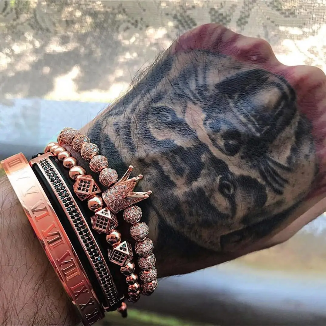 4pcs Rose gold Новая одежда для маленькой девочки 2 шт./компл. Роскошный натуральный камень тигровый глаз браслет дамы и нежный Для мужчин ювелирные изделия Цепочки и ожерелья браслета подарок Для мужчин часы-браслет - Окраска металла: 4pcs Rose gold