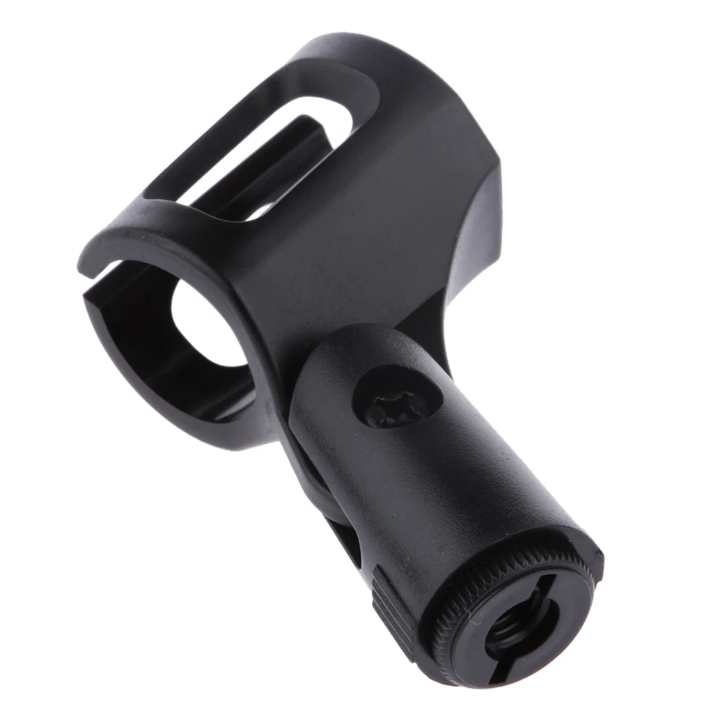 

Black Plastic Wireless Microphone Holder Clip for Standard Wired Microphone Clip with flexible soft plastic construction