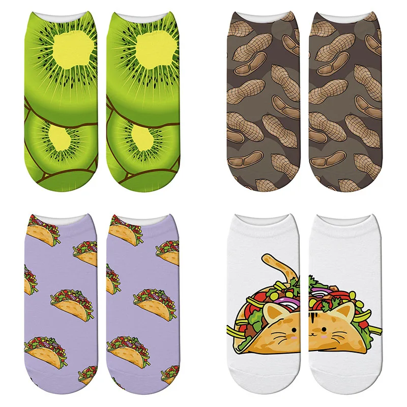 Новые модные женские носки с 3D принтом креативные Забавные милые Мультяшные