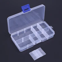 1 Uds 10 rejilla de plástico PP transparente herramienta de bricolaje comodidad caja de almacenamiento extraíble con piezas de caja para equipo de pesca para la pesca